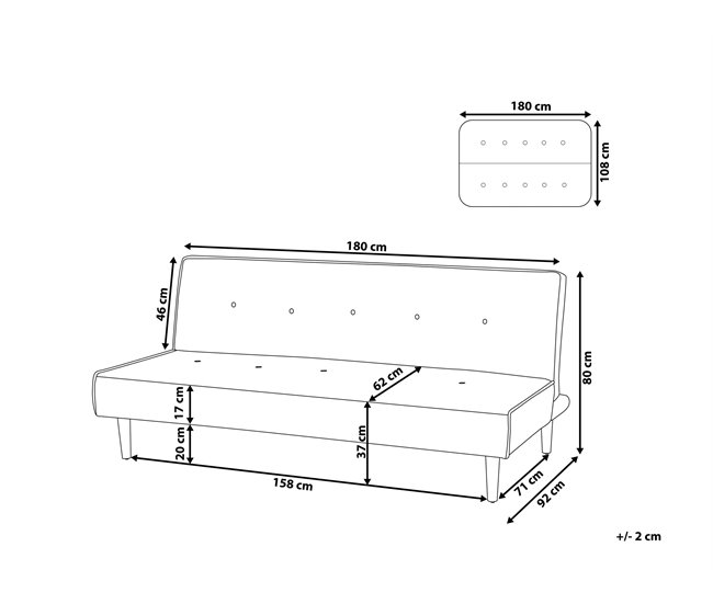 Beliani Sofá de 3 plazas Poliéster VISBY Azul Marino