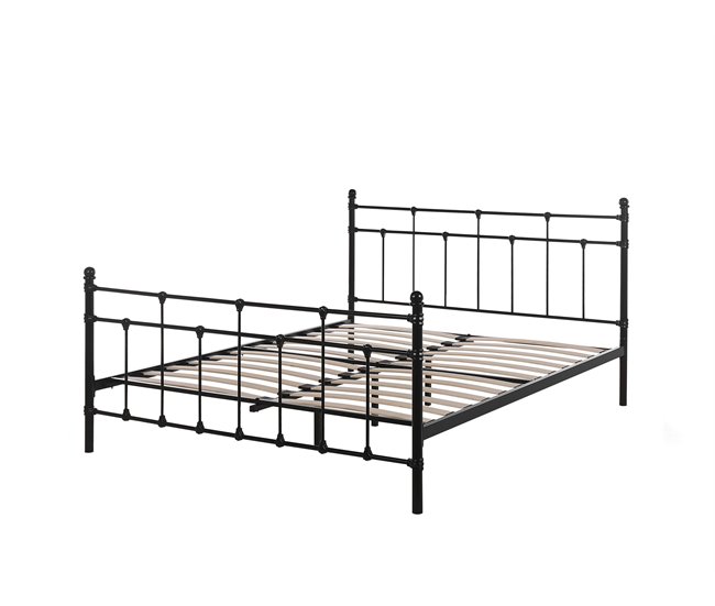 Beliani Cama Acero LYNX 168x209 Negro