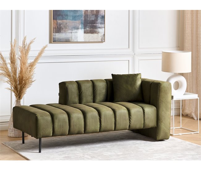 Beliani Chaise longue derecho Terciopelo LANNILS Verde