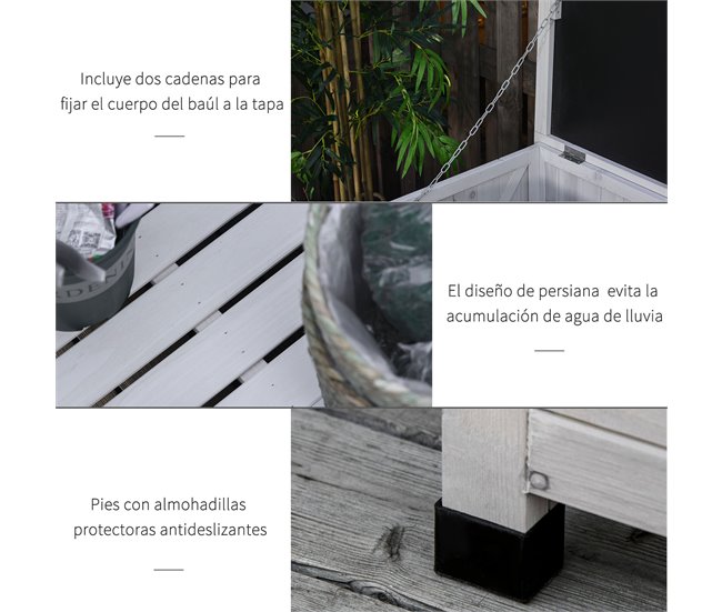 Baúl de Almacenaje Madera de Abeto Outsunny, hogar - muebles 127 Amarillo