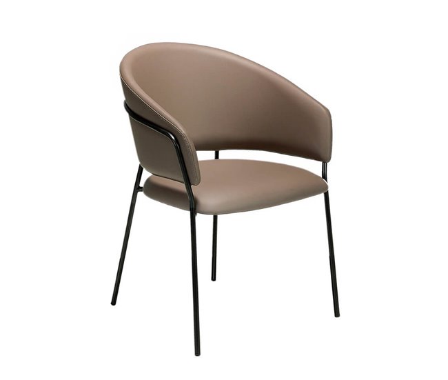 ANGEL CERDA Silla polipiel visón oscuro Nogal