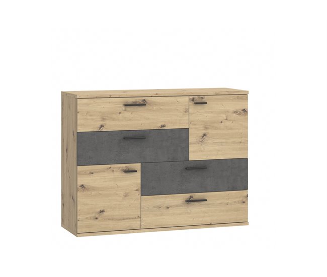 Aparador 2 puertas 4 cajones SKIVE Roble