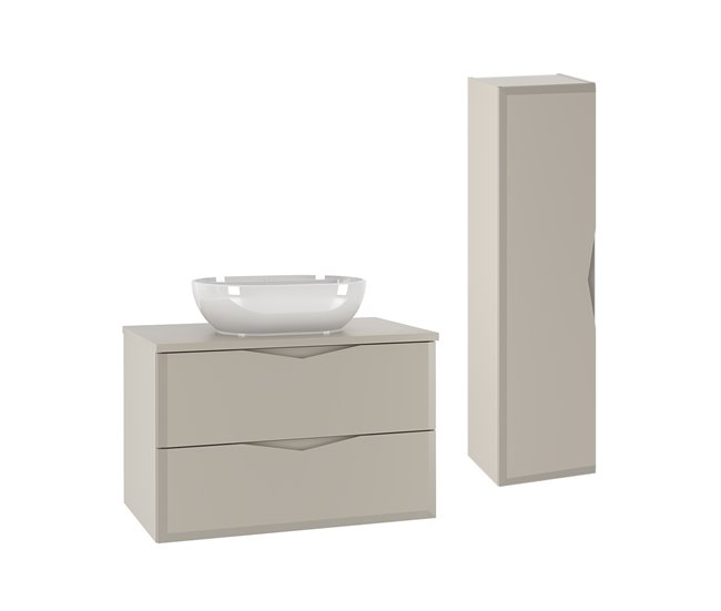 Conjunto de muebles con lavabo individual y columna Ellie 80 Beige
