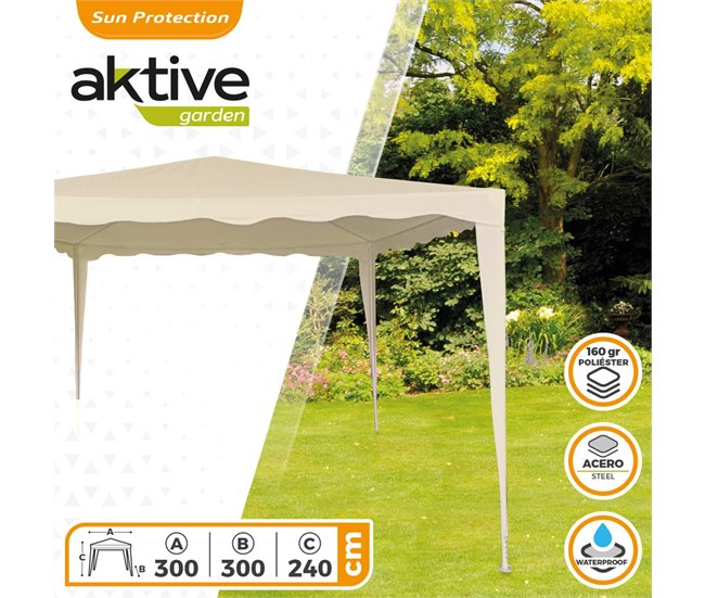 Cenador crema 300x300x240 Aktive Garden Crema