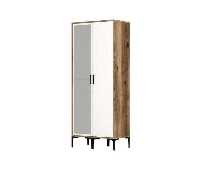 Armário 2 portas com efeito madeira 80 Blanco/ Madera