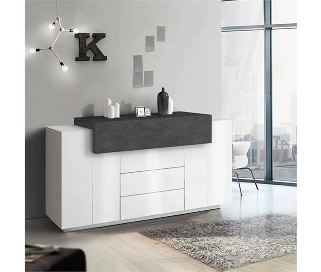 Aparador efecto madera 160 Blanco Brillo