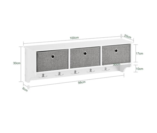 Mueble recibidor Zapatero con Perchero FSR84-W+FRG282-W SoBuy Blanco