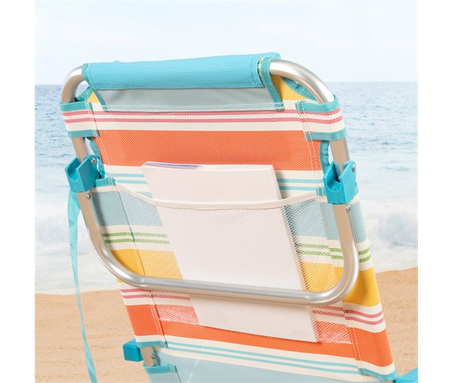 Aktive Silla plegable playa, aluminio, 5 posiciones y bolsillo Multicolor