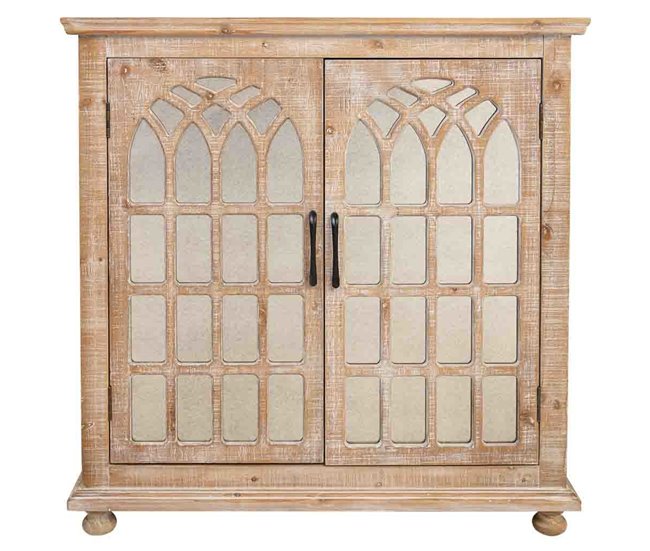 Aparador de madera y cristal de 2 puertas Marron