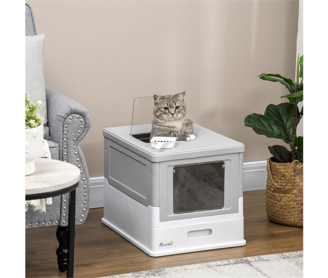 Caja de Arena PP PawHut, mascotas - accesorios para gatos Gris