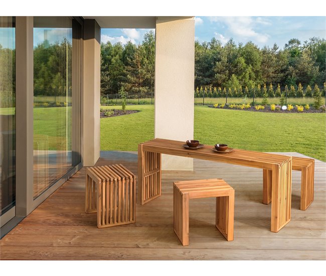 Beliani Mesa de jardín BELLANO 35x150 Madera Clara