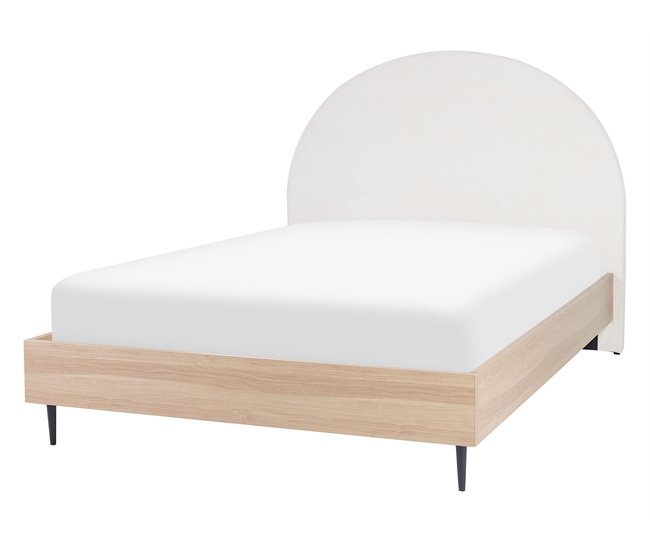 Beliani Cama con somier Poliéster MILLAY 156x211 Blanco/ Beige