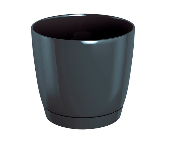 2x Maceta redonda de plastico Coubi Round P Grafito