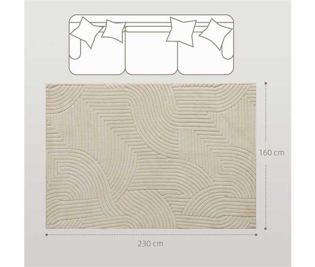 Alfombra para Salón Poliéster HOMCOM, hogar - decoración Crudo