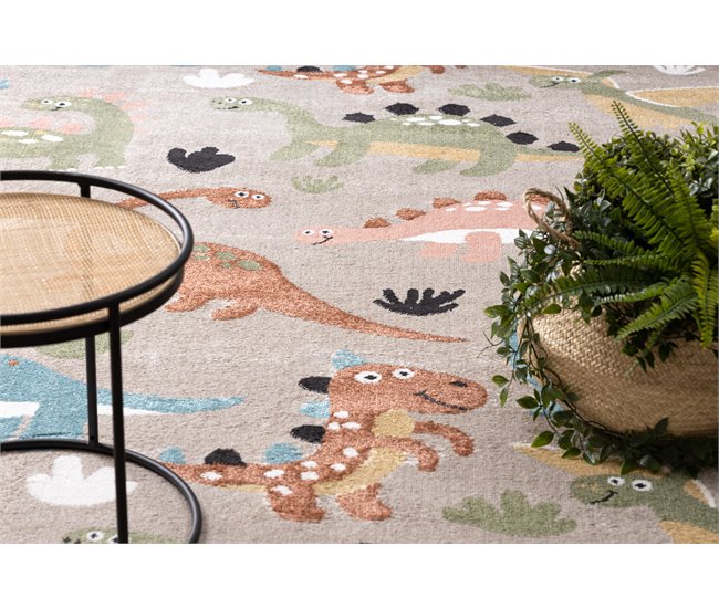 Alfombra FUN Dino para niños dinosaurios 240x330 Beige