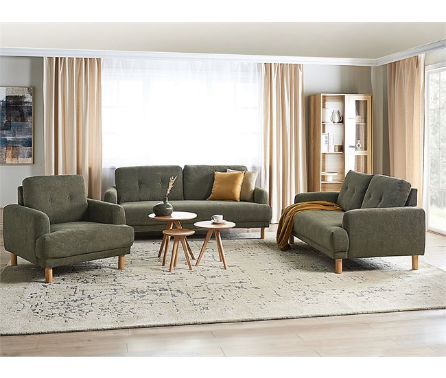 Beliani Sofá de 3 plazas Pana TUVE Verde Oscuro