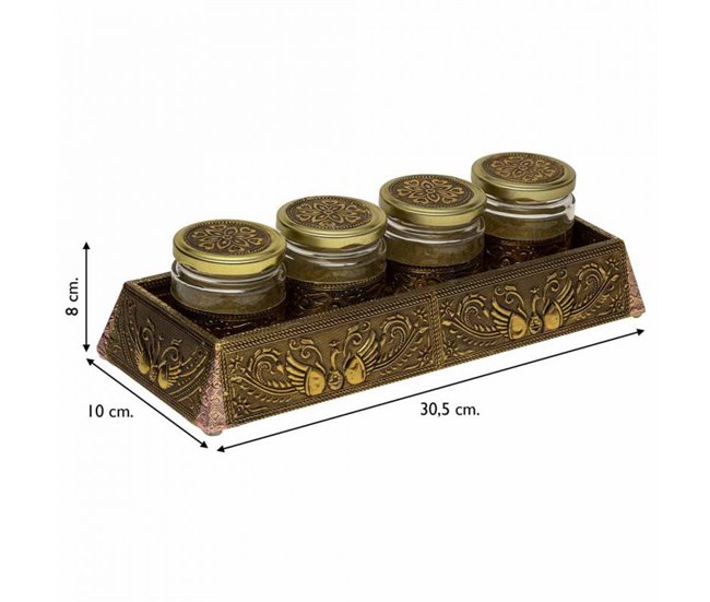 Bandeja de metal repujado Dorado