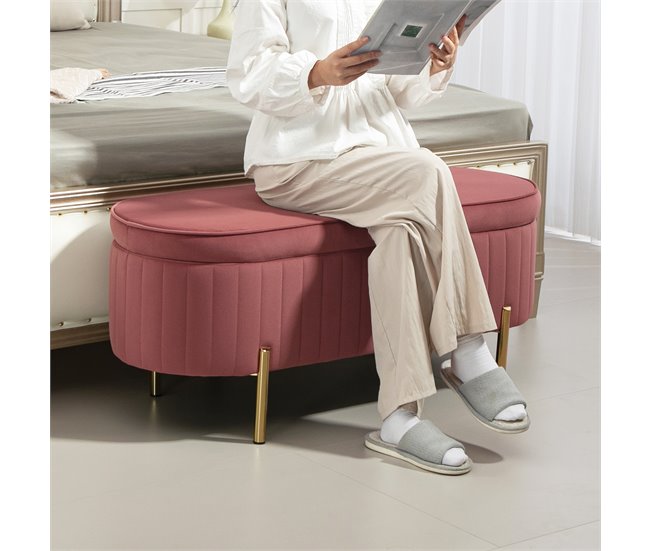 Pie de Cama Terciopelo HOMCOM, hogar - muebles de dormitorio Rosa