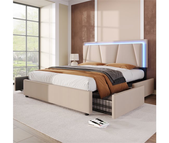 Camas de matrimonio 169x207 Beige