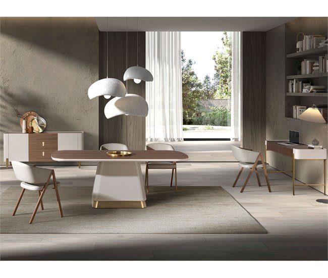 ANGEL CERDA Mesa comedor rectangular y madera Beige