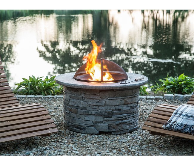 Beliani Fogón de madera TAMBORA Gris Claro