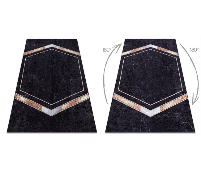 Alfombra lavable MIRO 52025.802 Mármol Geométrico 80x150 Negro