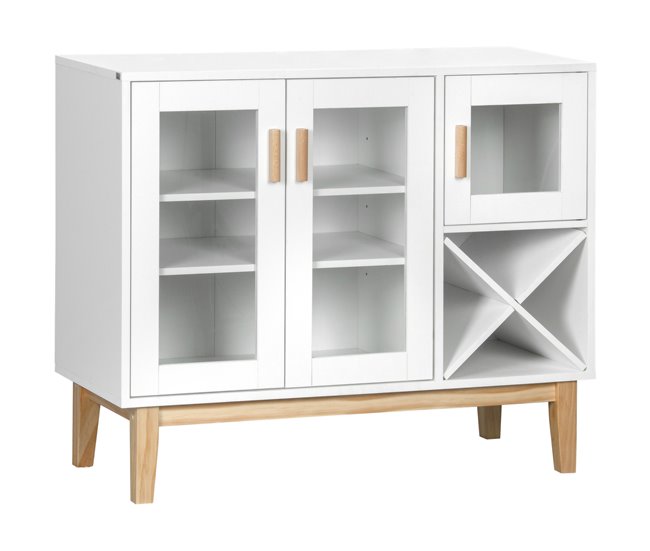 Aparador de Cocina Melamina de Madera, Madera de Pino HOMCOM Multicolor