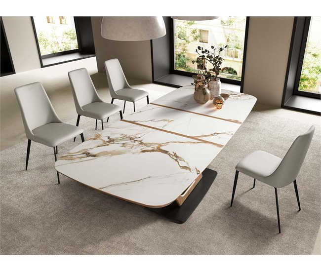 ANGEL CERDA Silla polipiel gris claro Gris