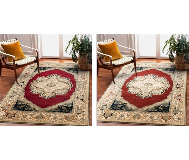Alfombra de lana POLONIA Palazzo Rosetón 170x235 Rojo
