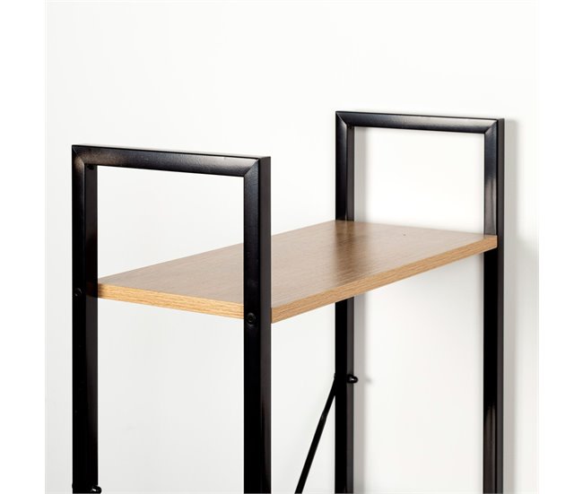 Max Home Escritorio con estantería madera y acero 100x52 Negro/ Madera