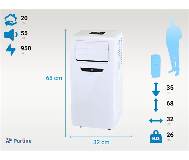 Aire Acondicionado portátil 2250 frigorías con ventilador y mando a distancia Blanco