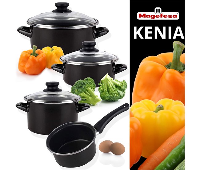 Magefesa Kenia Negra - Batería De Cocina 7 Piezas Negro