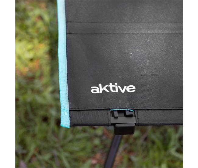 Aktive Mesa camping plegable con portavasos Negro