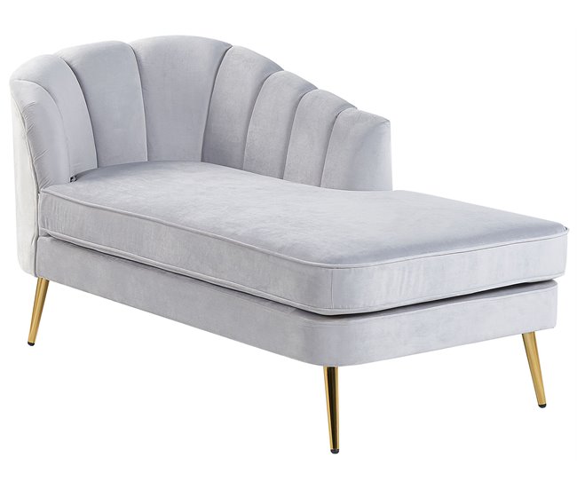 Beliani Chaise longue Terciopelo ALLIER Gris Claro