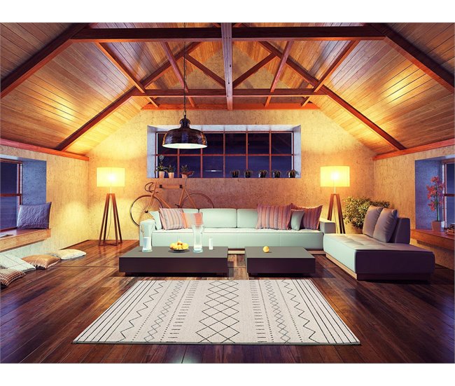 Alfombra de estilo étnico AKKA - ATTICGO 160x230 Blanco