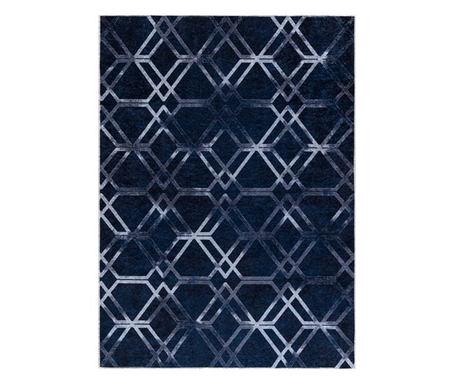 Alfombra lavable MIRO Geométrico enjerado 160x220 Azul Marino