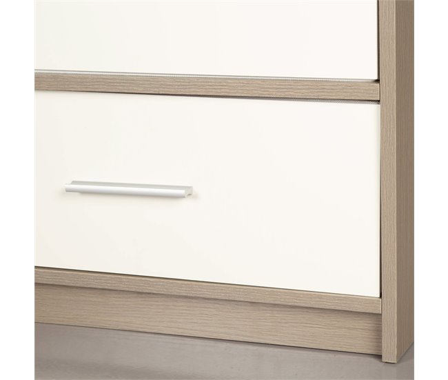 Max Home Cómoda 5 cajones de tela Blanco/ Madera