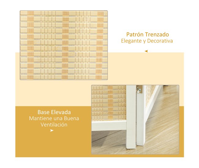 Biombo Separador Madera de Pino, Bambú HOMCOM, hogar - decoración Blanco