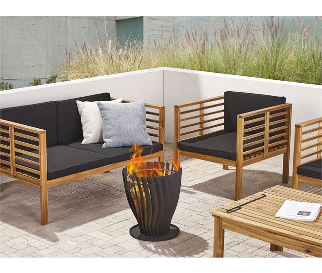 Beliani Fogón de madera KEDIRI Negro