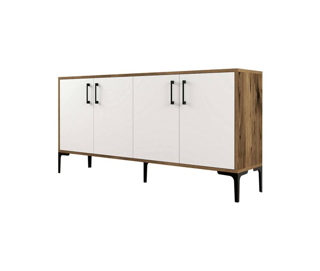 Aparador efecto madera 160 Blanco/ Madera