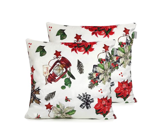 FUNDA DE COJIN DE TERCIOPELO DE NAVIDAD RIBBON Blanco