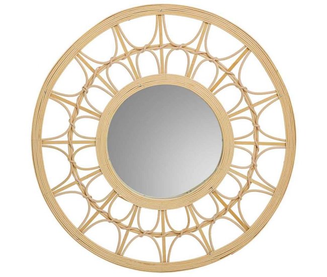 Espejo de ratán y bambú Marron