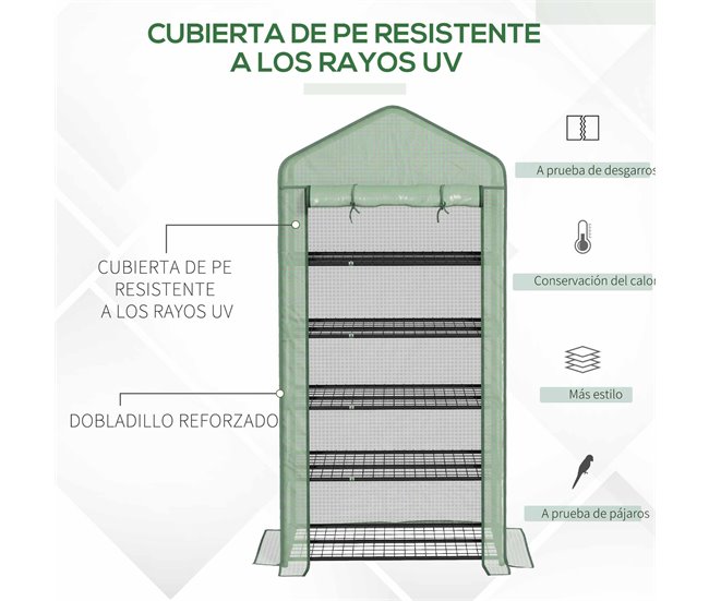 Invernadero de Jardín Acero, PE Outsunny Verde
