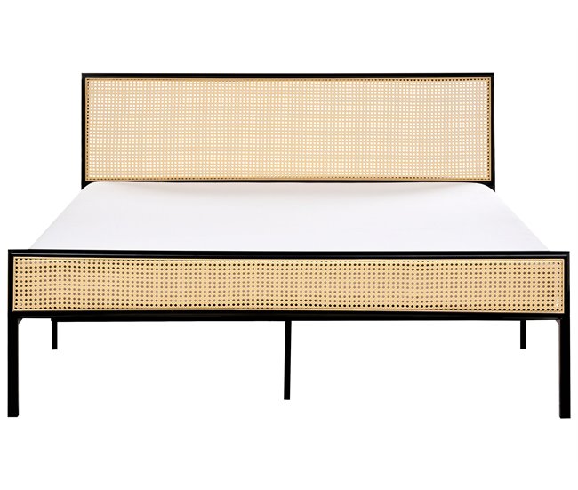 Beliani Cama Hierro AVANTON 165x208 Marron Claro