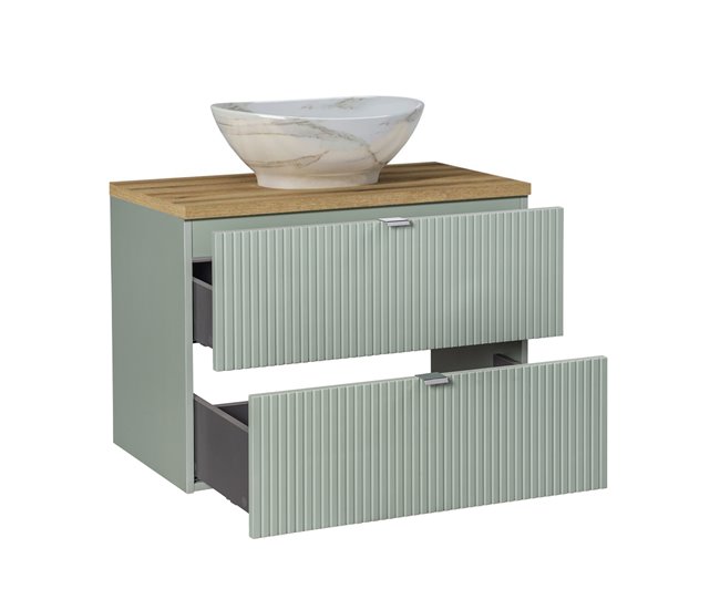 Conjunto de muebles lavabo individual 2 cajones y columna Jade Verde