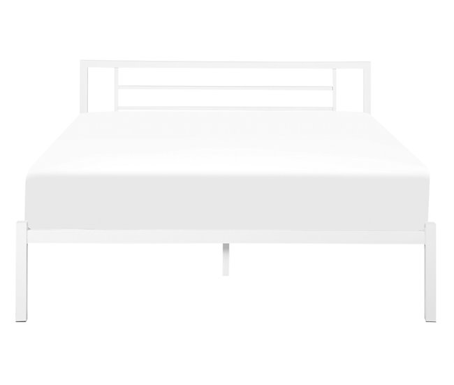 Beliani Cama con somier Metal CUSSET 147x209 Blanco
