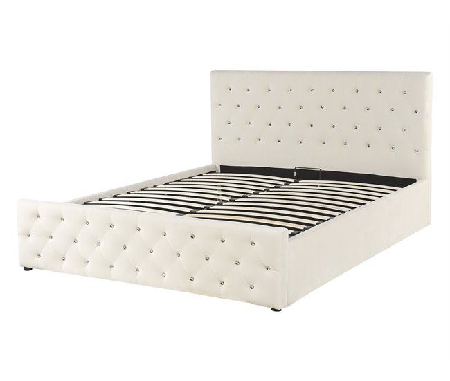 Beliani Cama con somier Terciopelo AMIENS 151x217 Beige