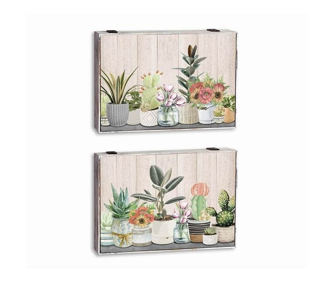 Conforama Tapa DKD Home Decor Contador Planta Madera MDF 2 Unidades 46 5 x 6 x 31 5 cm