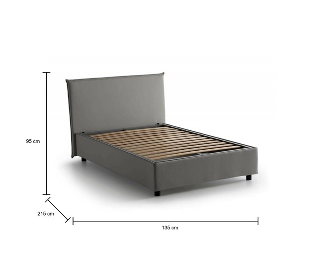 Cama plaza y media en tela Gris
