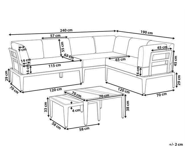 Beliani Conjunto longue RIMA III Arena